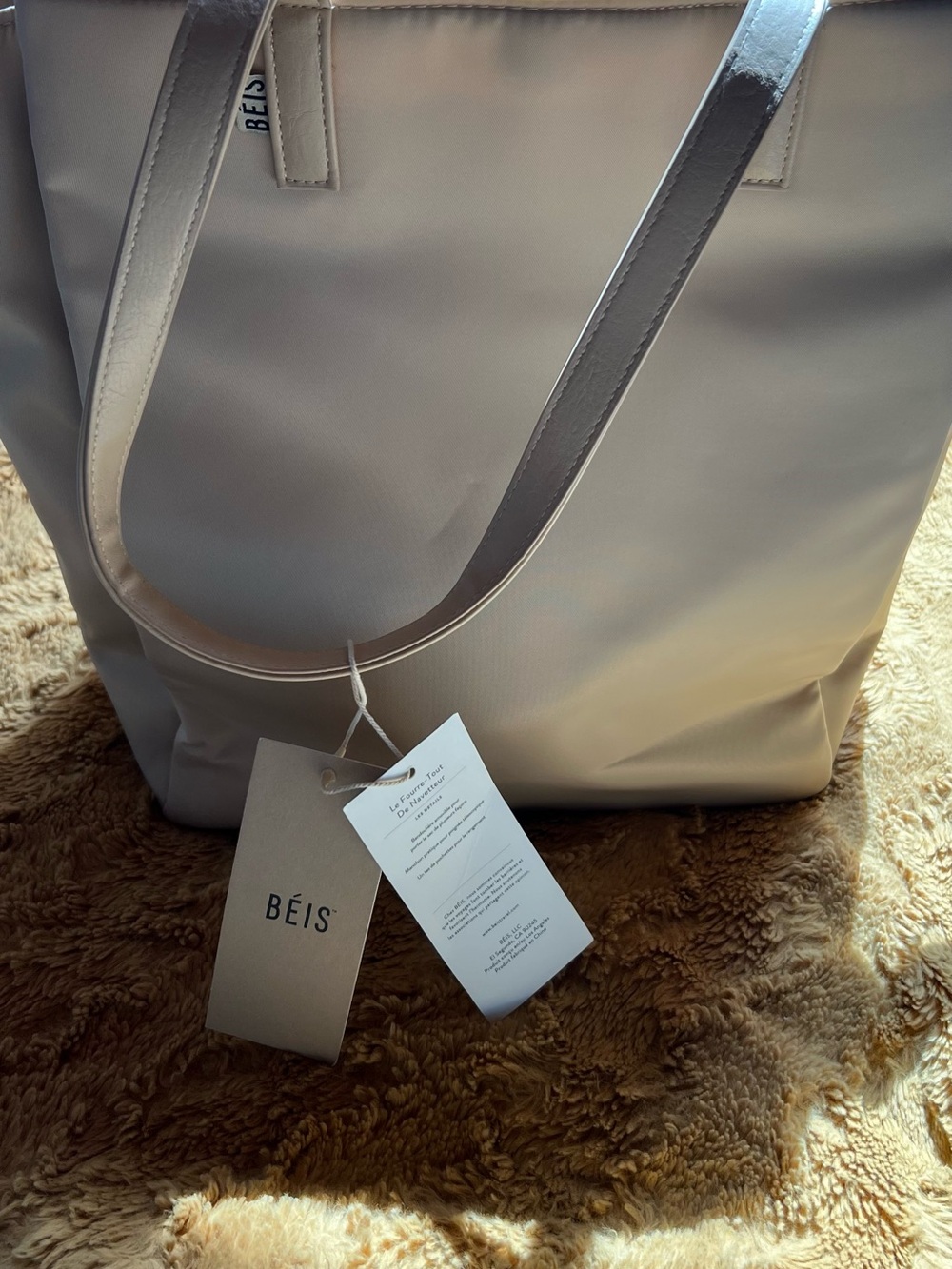 BÉIS The Commuter Tote Beige NWT Work Laptop Travel Bag